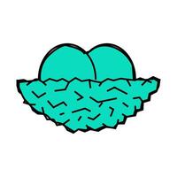 nest with bird eggs icon color illustration vector