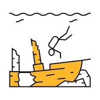dive course for sunken objects icon color illustration vector