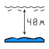 maximum diving depth on course icon color illustration vector