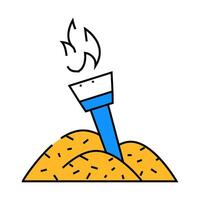 torch in gold pile icon color illustration vector