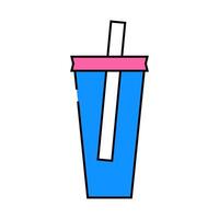 plastic glass with straw icon color illustration vector