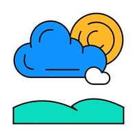 partially cloudy weather icon color illustration vector