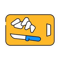 sliced garlic knife icon color illustration vector
