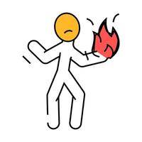 fired up man accident icon color illustration vector