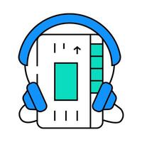 cassette audio player icon color illustration vector