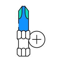 phillips head screwdriver bit icon color illustration vector
