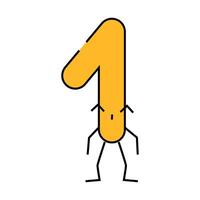 one number character icon color illustration vector