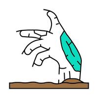 hand scary zombie icon color illustration vector