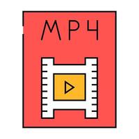 mp4 file format document icon color illustration vector
