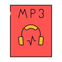 mp3 file format document icon color illustration vector