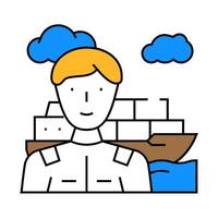 marine engineer worker icon color illustration vector