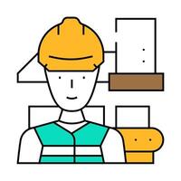 industrial engineer worker icon color illustration vector