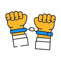 handcuffed hands crime icon color illustration vector