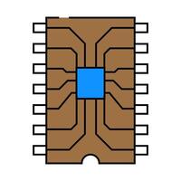 ic chip electronic component icon color illustration vector