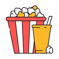popcorn soda drink icon color illustration vector