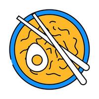 ramen noodles japanese food icon color illustration vector