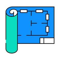 blueprint roll civil engineer icon color illustration vector