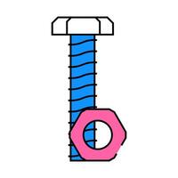 nut and bolt tool work icon color illustration vector