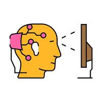 brain interface device future technology icon color illustration vector