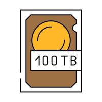 100 terabyte hard drive future technology icon color illustration vector