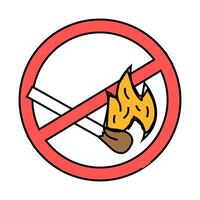 no open fire lighted match emergency icon color illustration vector