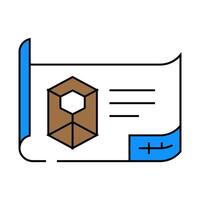 engineering drawing manufacturing engineer icon color illustration vector