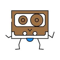 cassette tape music retro character icon color illustration vector
