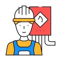 technician gas service icon color illustration vector