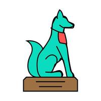 inari fox statue shintoism icon color illustration vector