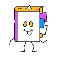 knowledge book character icon color illustration vector