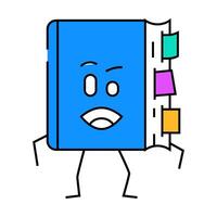 flat happy book character icon color illustration vector