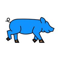 running pig farm icon color illustration vector
