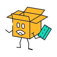credit card cardboard box character icon color illustration vector