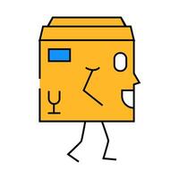 go cardboard box character icon color illustration vector