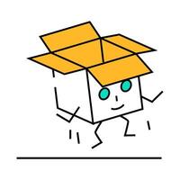 jump cardboard box character icon color illustration vector