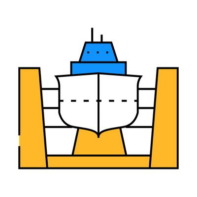 shipyard manufacturing process icon color illustration