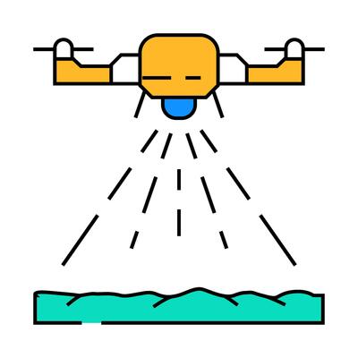 surveying drone icon color illustration
