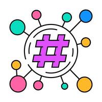 hashtag marketing social media icon color illustration vector