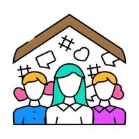 community building social media icon color illustration vector