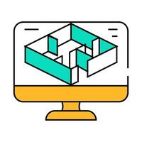 3d modeling architectural drafter icon color illustration vector