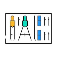 drafting tools architectural drafter icon color illustration vector