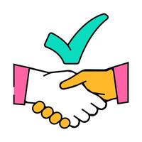 handshake check mark icon color illustration vector