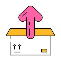 open box unpacking loading contents icon color illustration vector