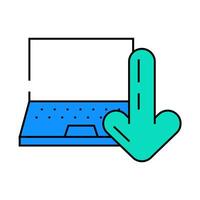 laptop downloading data computer icon color illustration vector