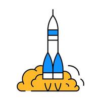 rocket launch space exploration icon color illustration vector