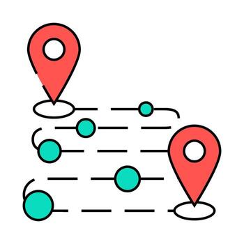 track airplane pointer map icon color illustration vector