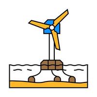 floating wind turbine icon color illustration vector