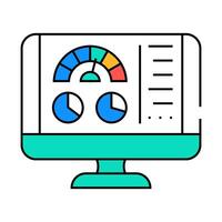 pc optimization repair computer icon color illustration vector