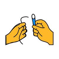 insert thread into needle icon color illustration vector