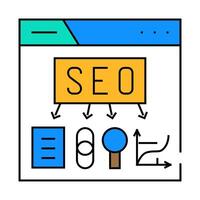 seo search engine optimization icon color illustration vector